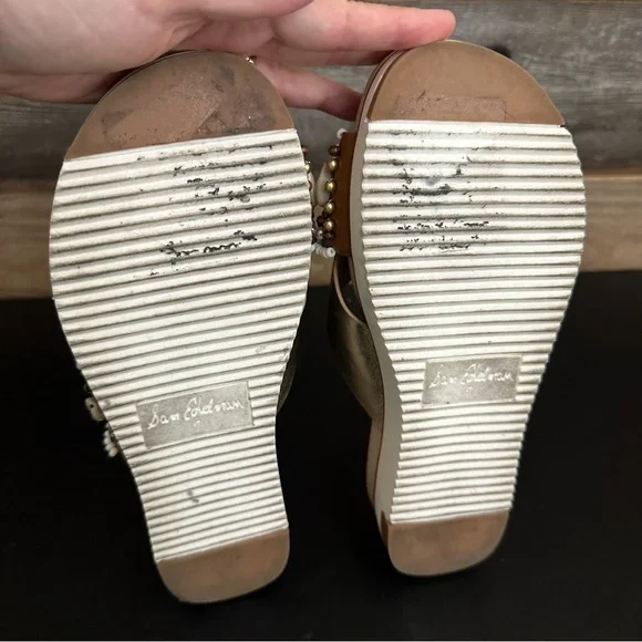 Sam Edelman Sandals Womens 7M Audrea Slide Slip On Shoes Shells Beads Platform - Picture 8 of 10